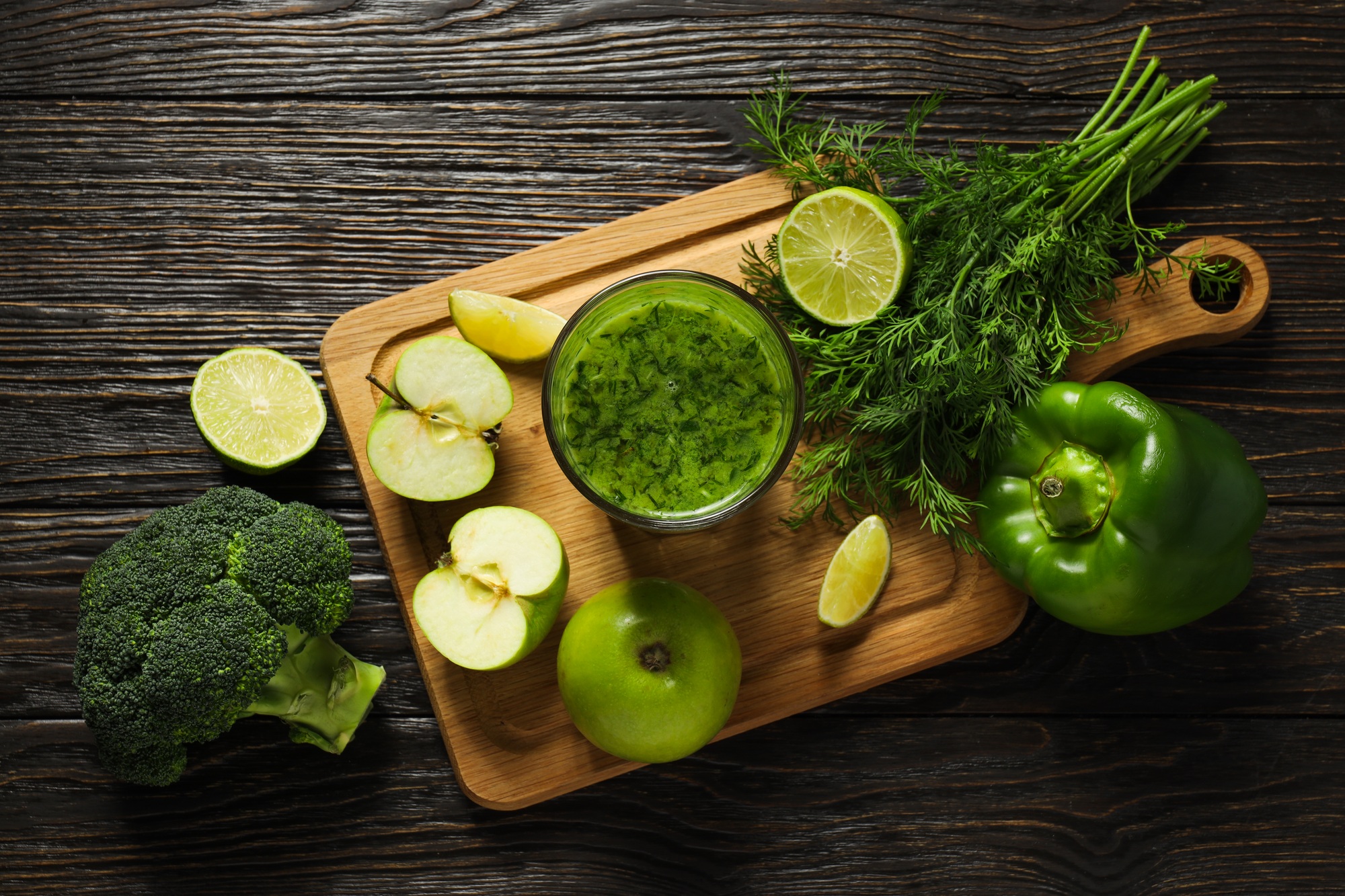 Green detox smoothie, concept of healthy nutrition and healthy lifestyle